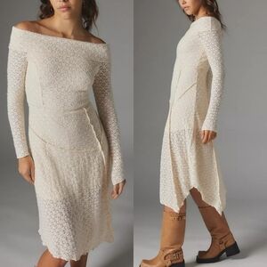 Urban Outfitters Yaya Asymmetrical Off the Shoulder Midi Dress in Lace NWT